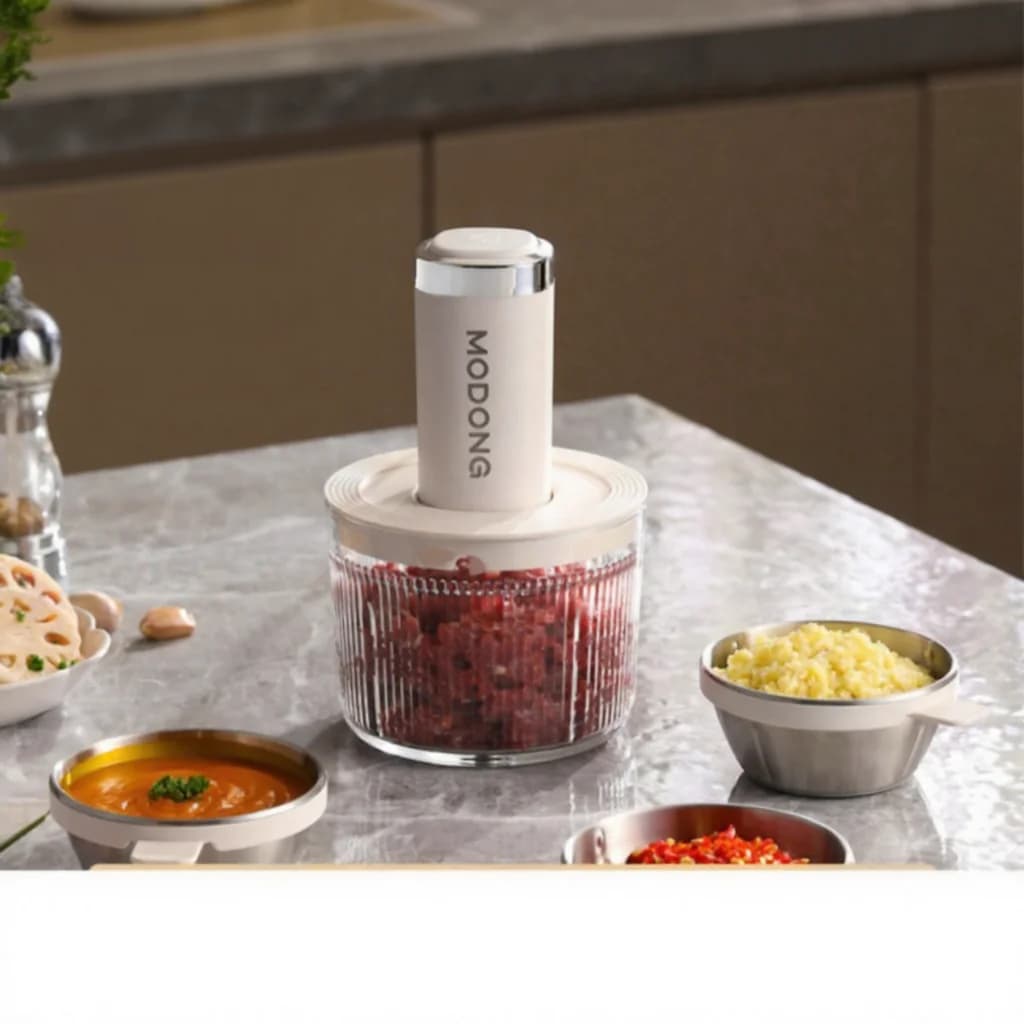 Electric Food Chopper With Glass Bowl 4 Blades For Home