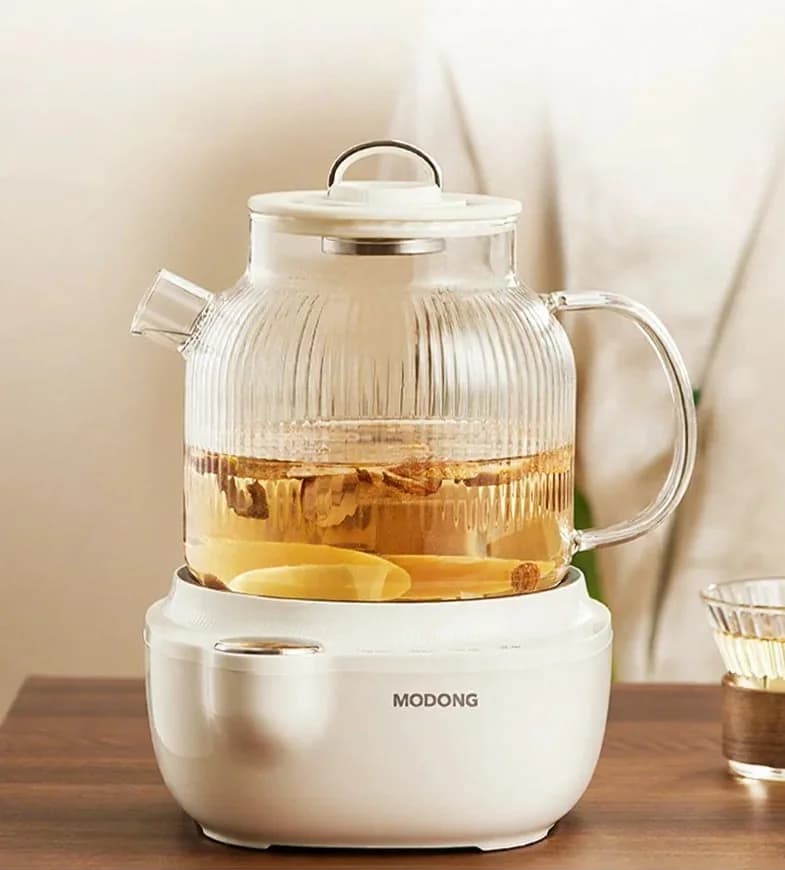 Electric Glass Health Pot with Temperature Control and Tea Steamer
