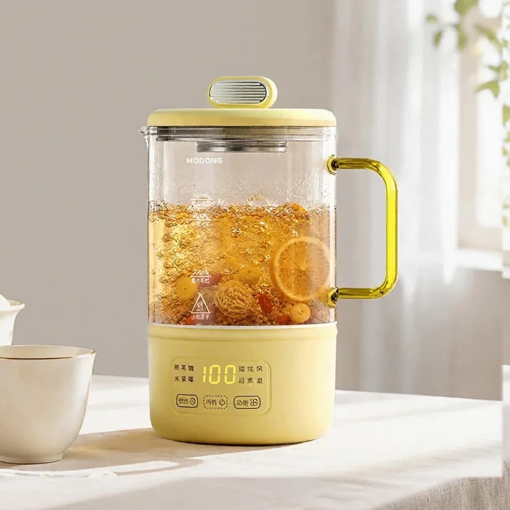 Glass Electric Health Pot 600ml 500W With Keep Warm And Timer