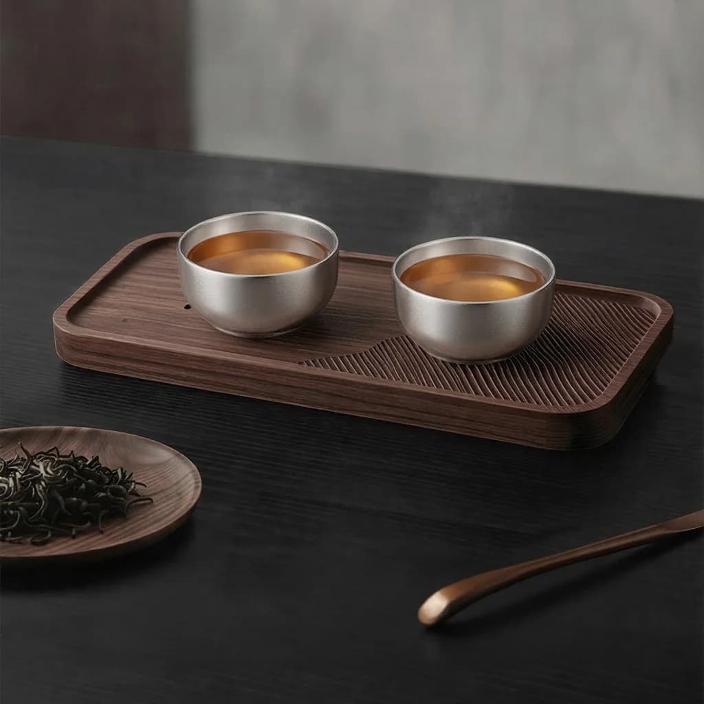 Pure Titanium Kung Fu Tea Cup Set Double Cup 55ml