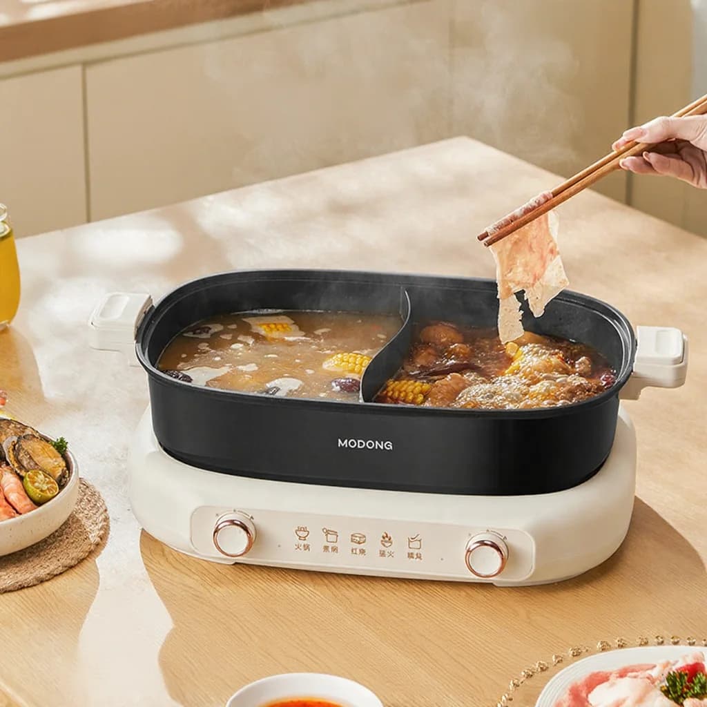 Split Electric Hot Pot 7L Divider Pot With Dual Temperature Control
