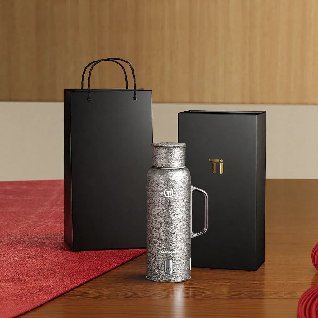 Titanium Heated Insulated Cup With Handle 680ml Gift Box