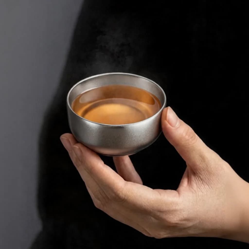 Pure Titanium Gongfu Tea Cup Set 55ml Handmade Plain Finish