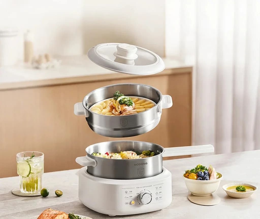 Stainless Steel Electric Hot Pot With Steamer, 3L, 220V
