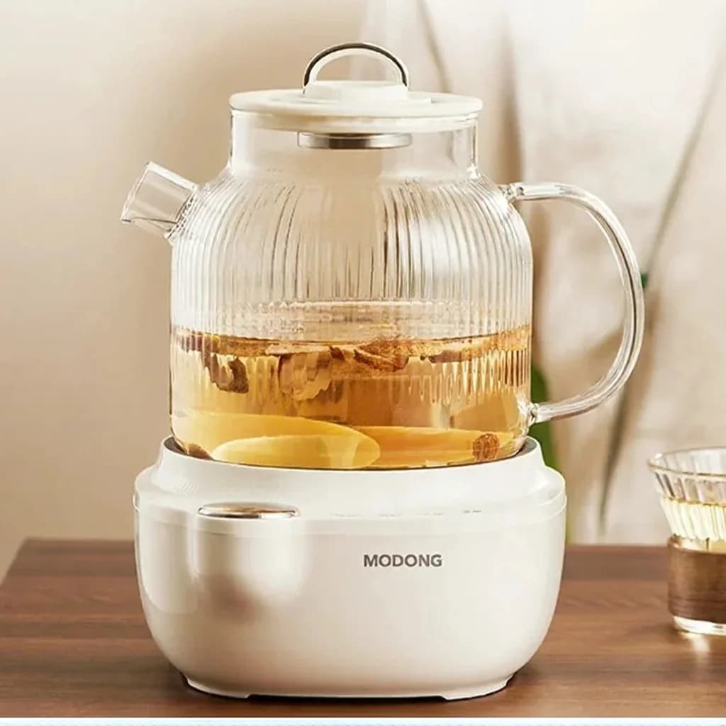 Electric Glass Health Pot with Temperature Control and Tea Steamer