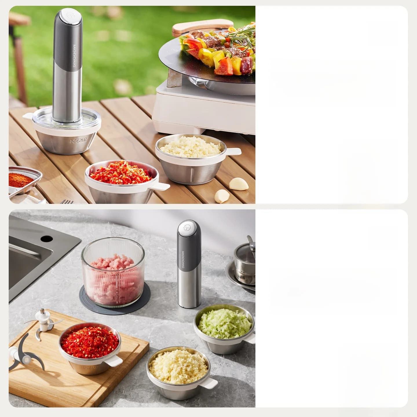 Portable Electric Food Chopper With Glass Bowl