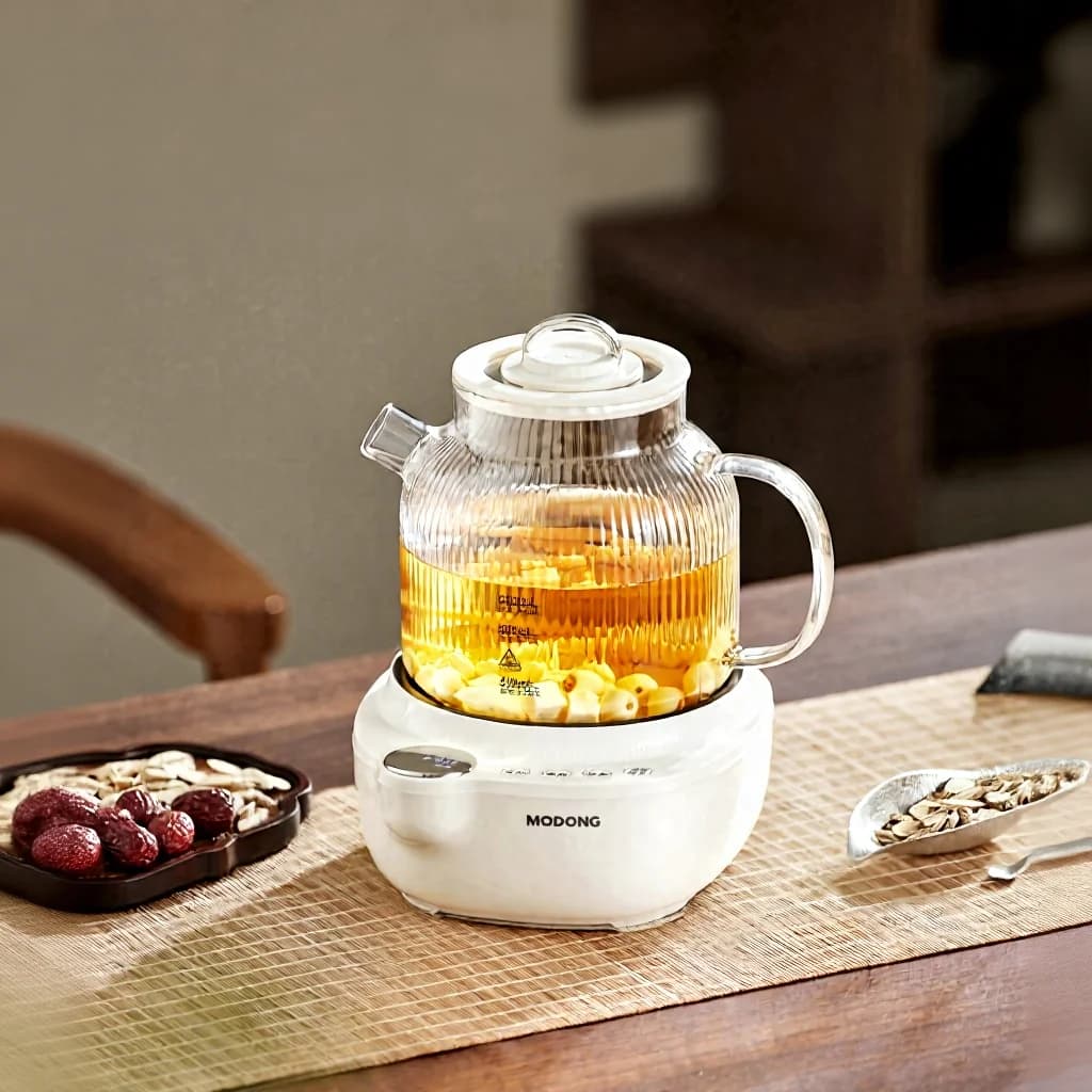 Electric Glass Health Pot with Temperature Control and Tea Steamer
