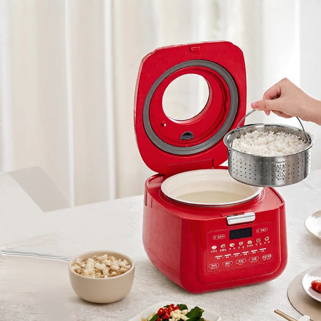 3L Smart Rice Cooker with Ceramic Glazed Inner Pot and Timer