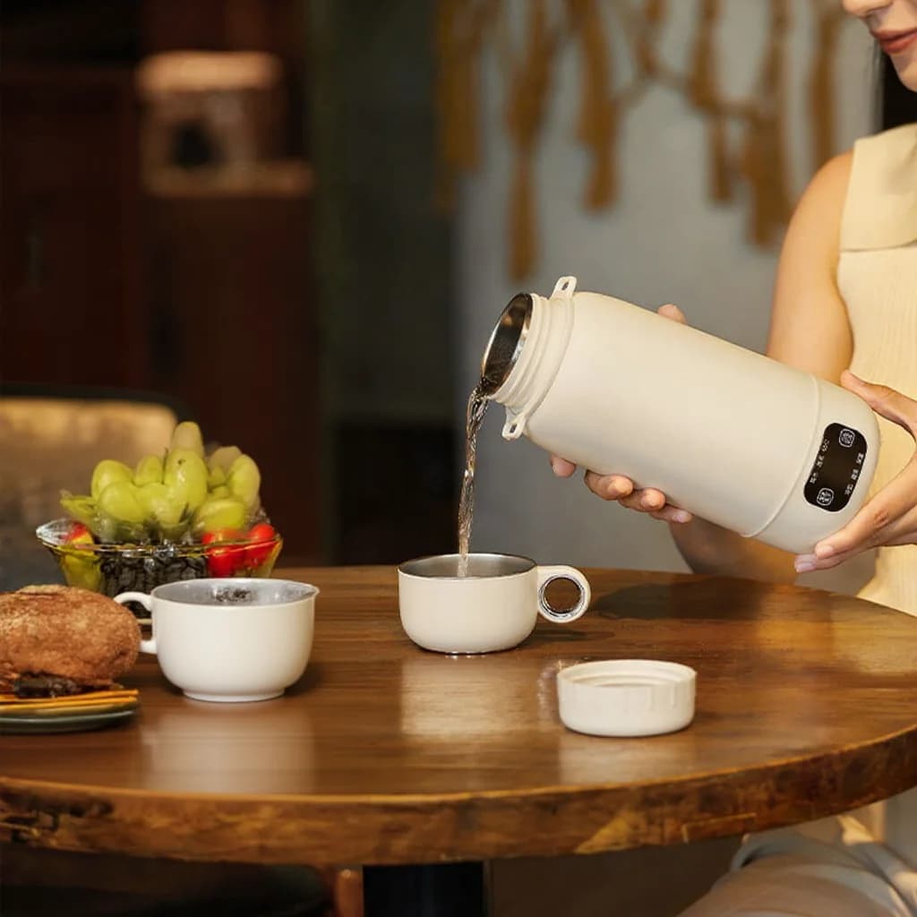 Portable Electric Travel Kettle Heated Cup 1L 316 Stainless Steel