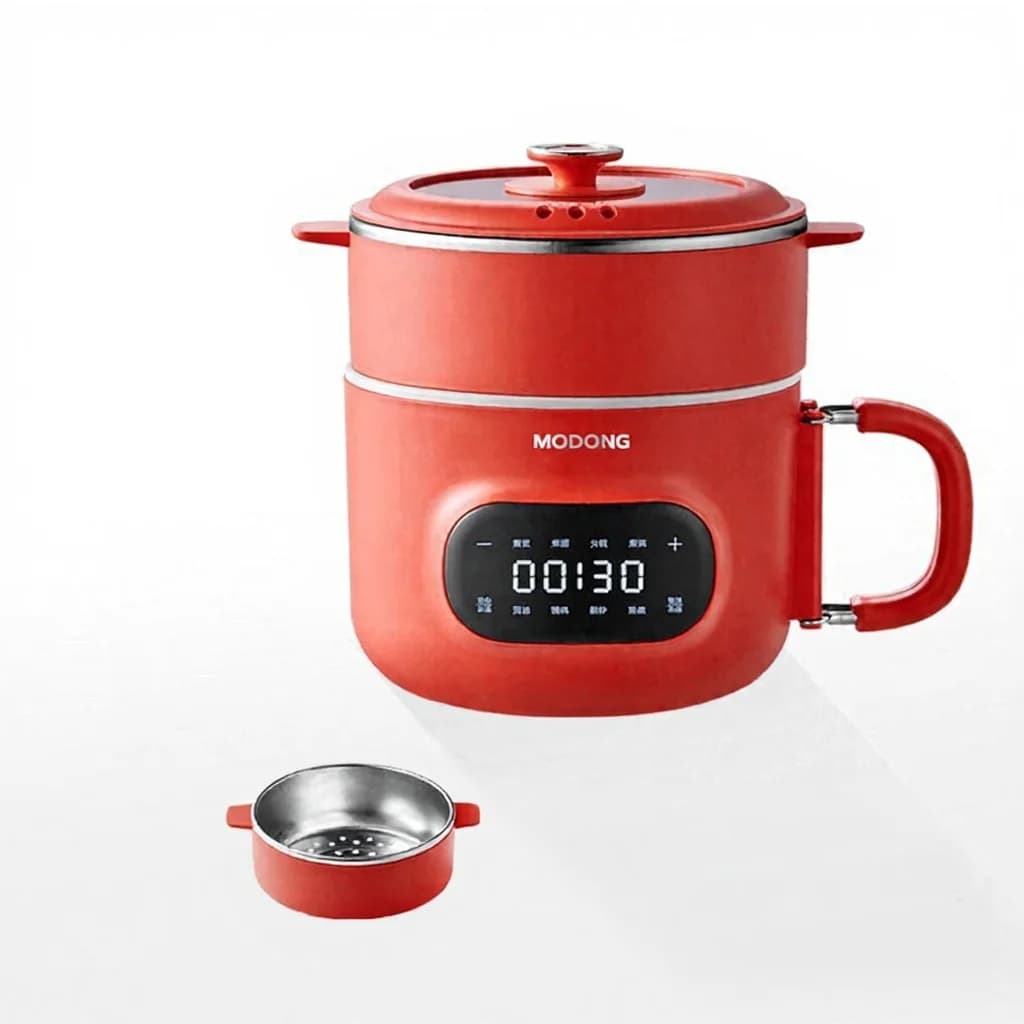 Mini Electric Cooking Pot 2L Nonstick Ceramic Liner with Steamer