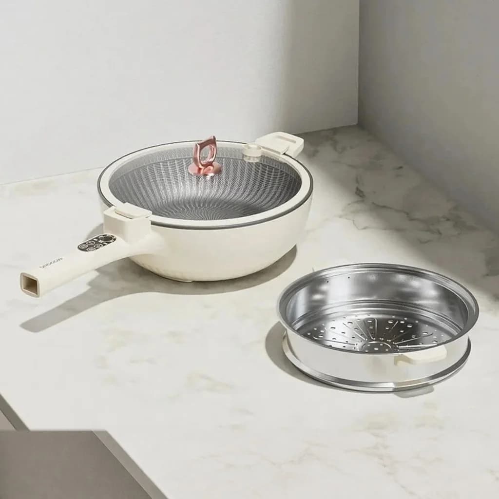 6L Electric Cooking Pot With Stainless Steel Steamer