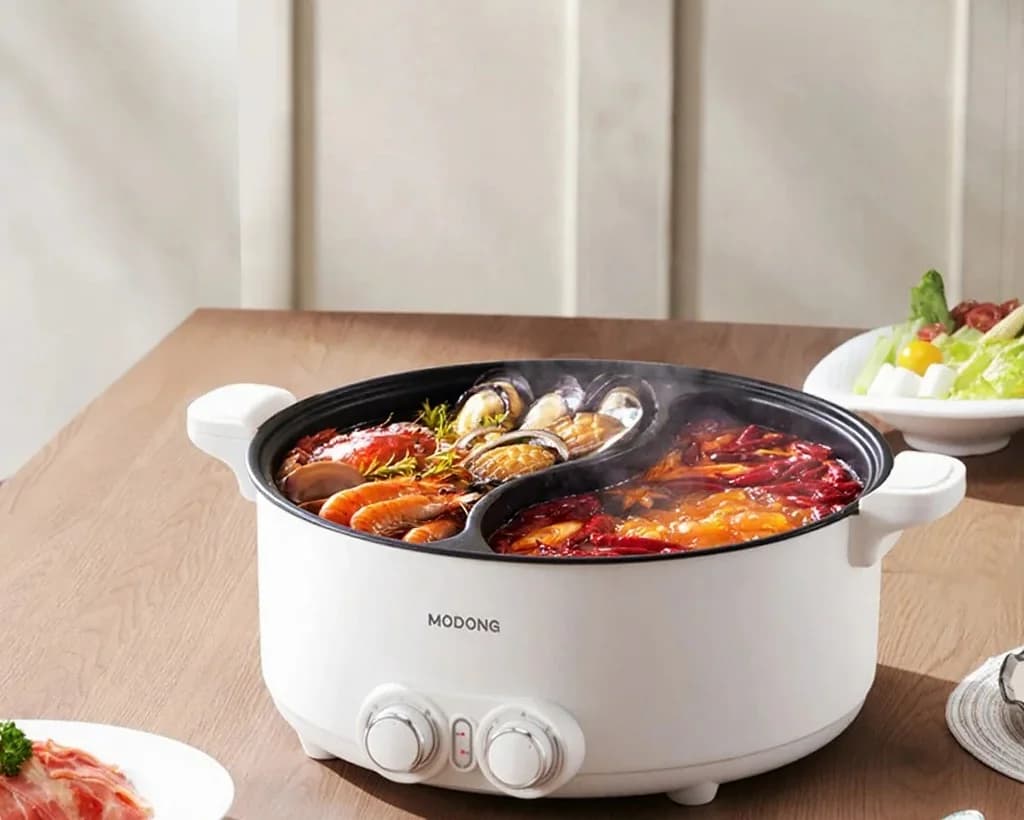 8L Electric Dual-Zone Hot Pot with Adjustable Temperature