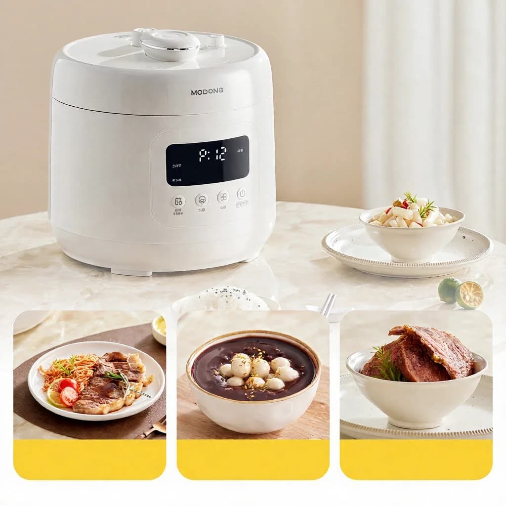 4L Electric Pressure Cooker with Ceramic Liner, 800W, 17-24H Timer