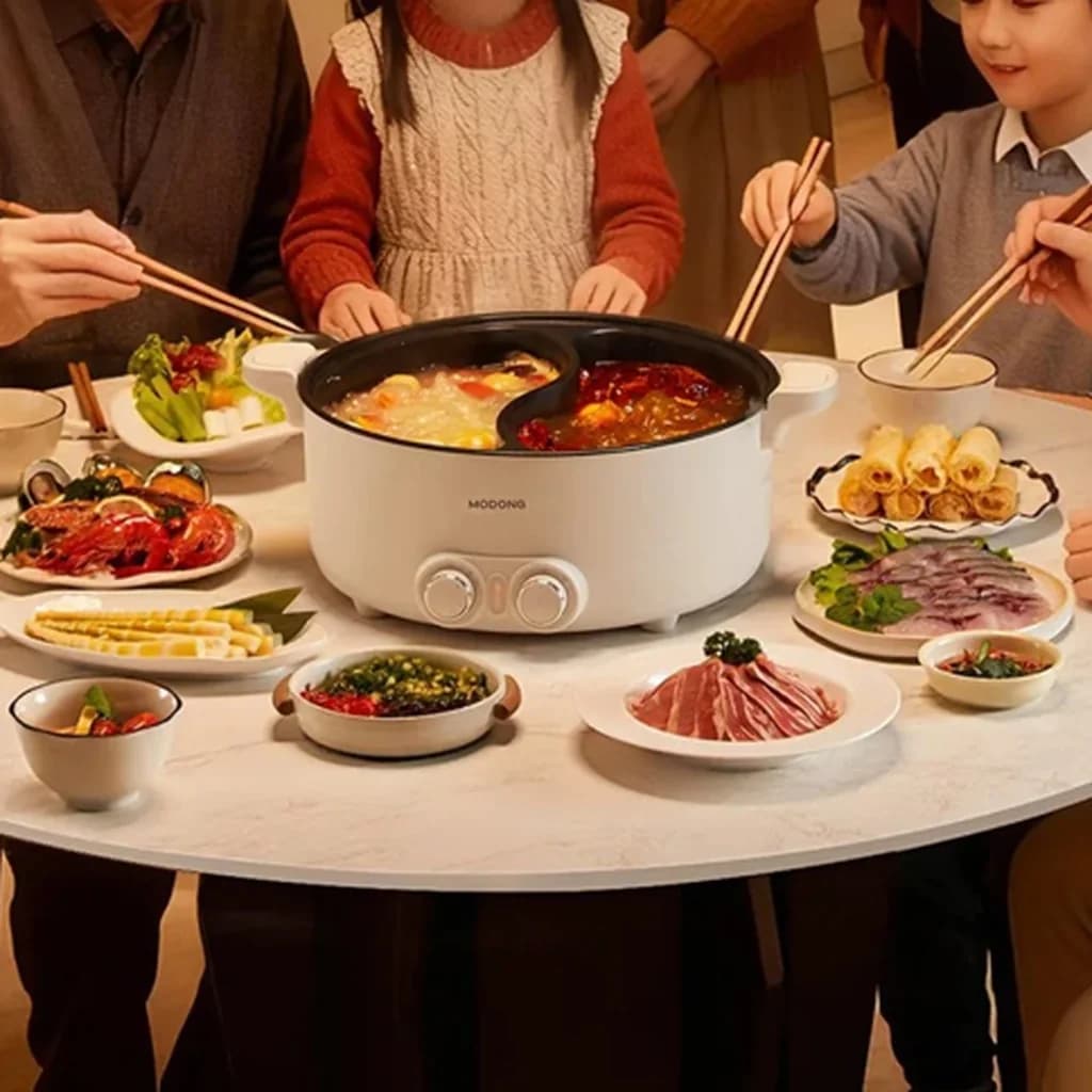 8L Electric Dual-Zone Hot Pot with Adjustable Temperature