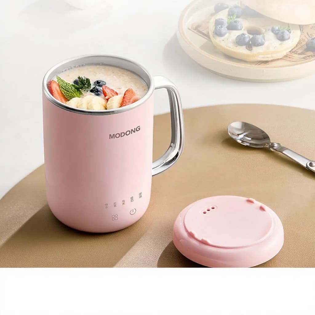 Portable Electric Stew Cup 450ml 220V with Filter and Spoon