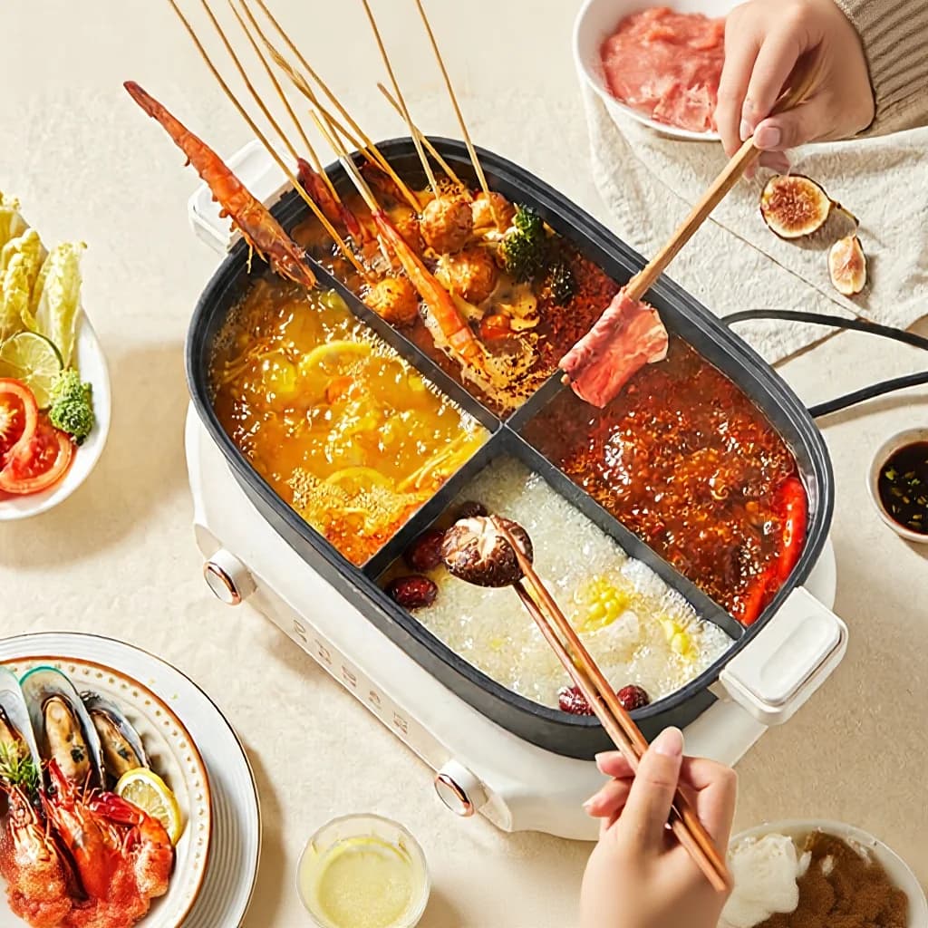 Split Electric Hot Pot 7L Divider Pot With Dual Temperature Control