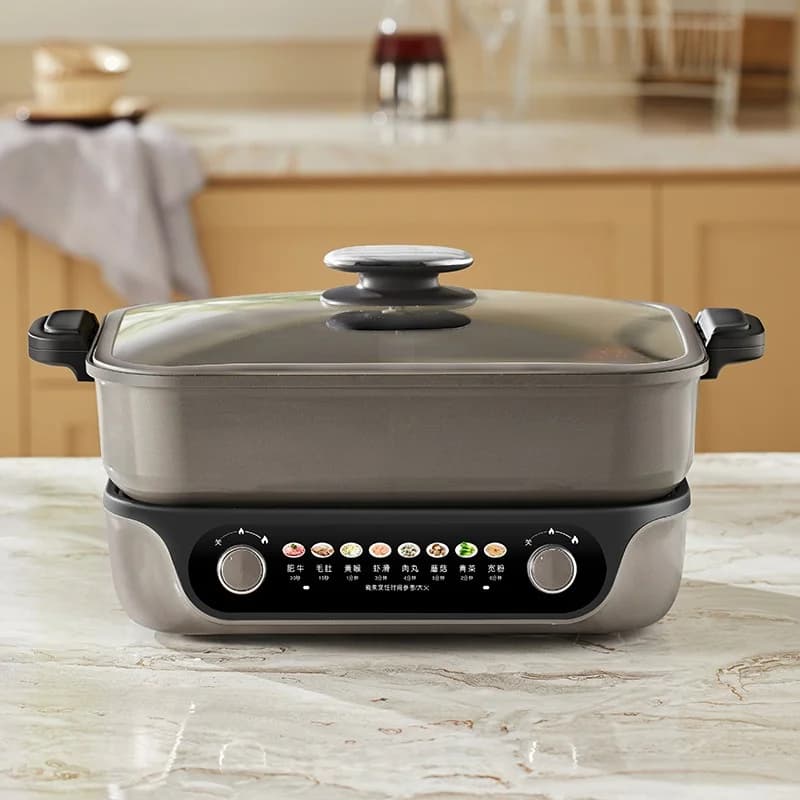 Electric Split Hot Pot, Dual Knob Control, 8L, Black