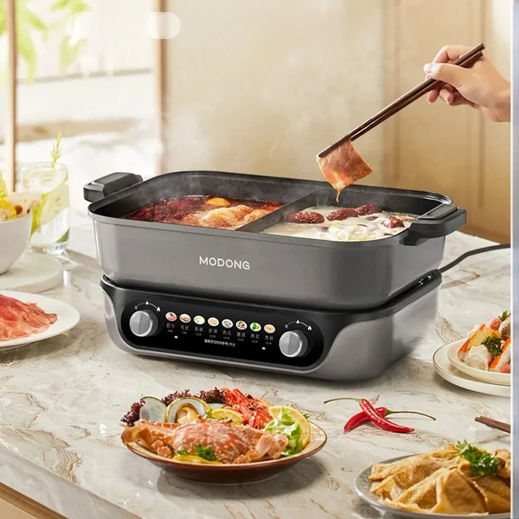 Split Electric Hot Pot with Nonstick Liner, 8L Capacity