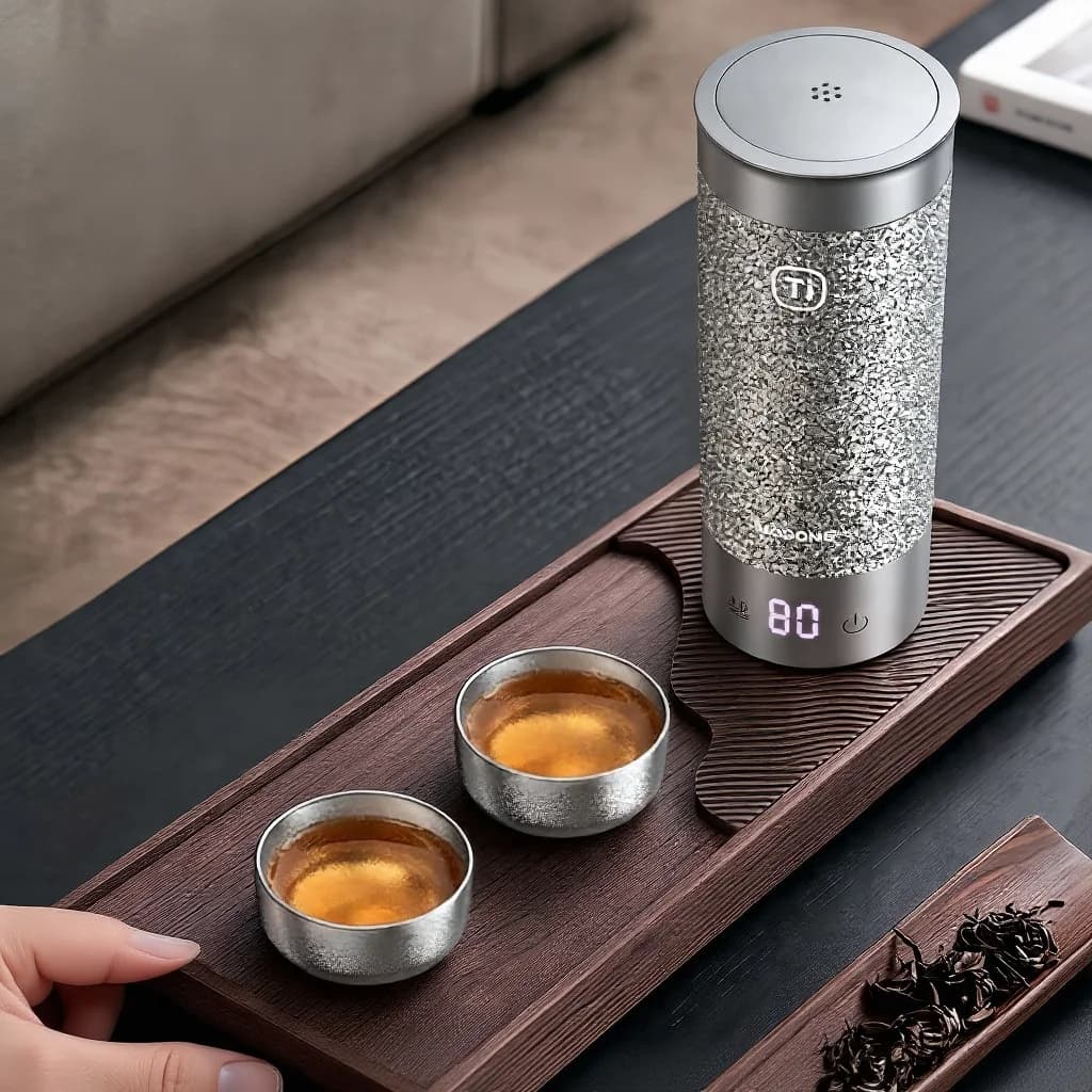 Pure Titanium Gongfu Tea Cup Set 55ml Handmade Plain Finish