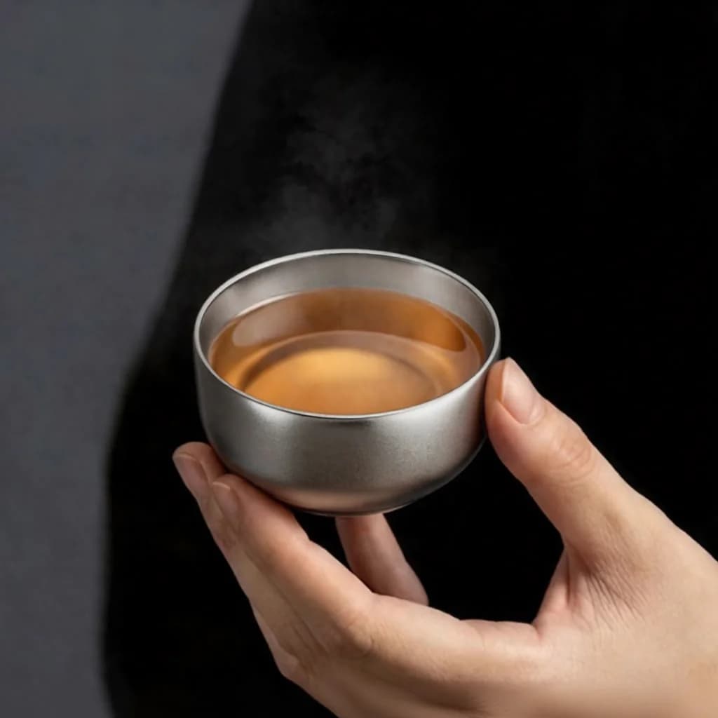 Pure Titanium Kung Fu Tea Cup Set Double Cup 55ml