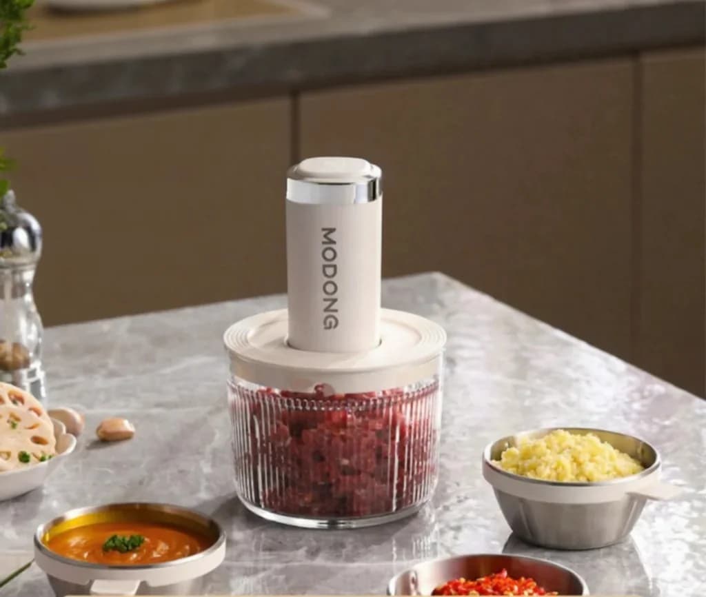 Electric Food Chopper With Glass Bowl 4 Blades For Home