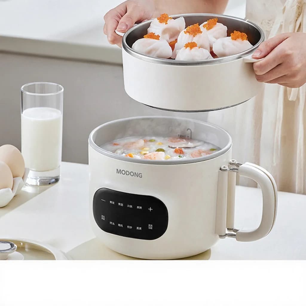 Mini Electric Cooking Pot 2L Nonstick Ceramic Liner with Steamer