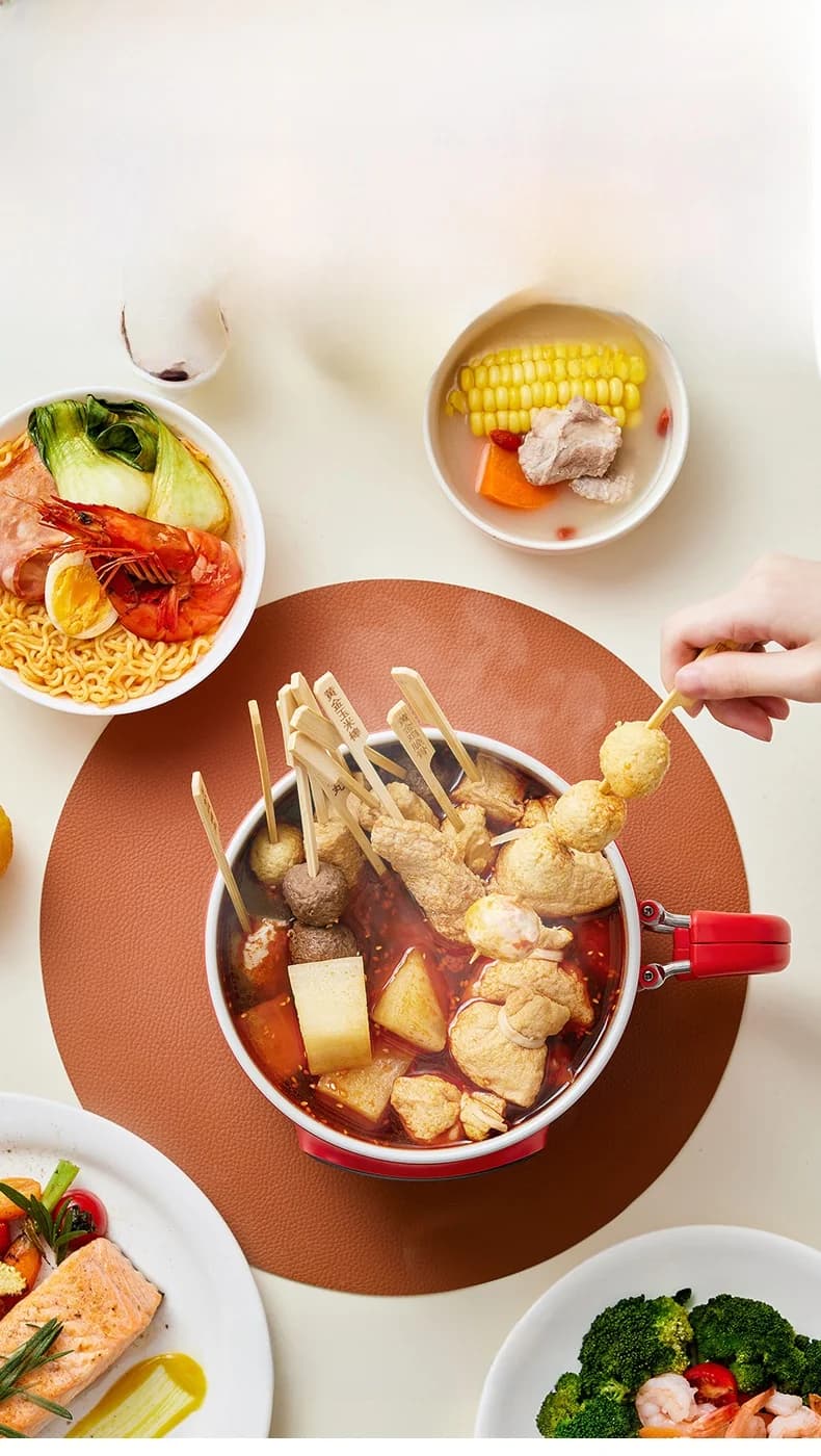 2.5L Electric Cooking Pot with Steamer and Ceramic Liner