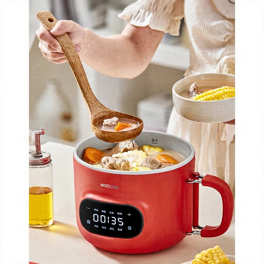 2.5L Electric Cooking Pot with Steamer and Ceramic Liner