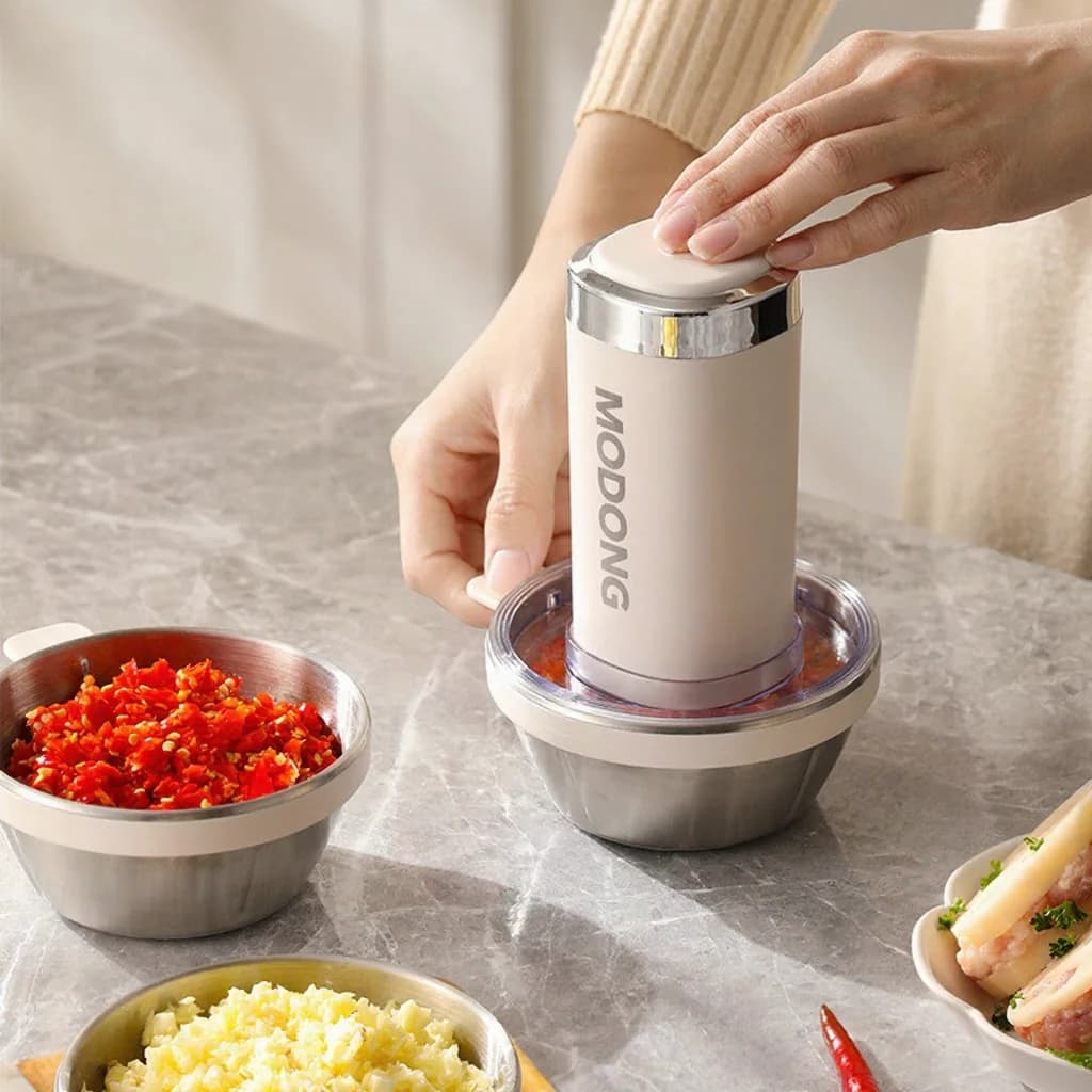 Electric Food Chopper With Glass Bowl 4 Blades For Home