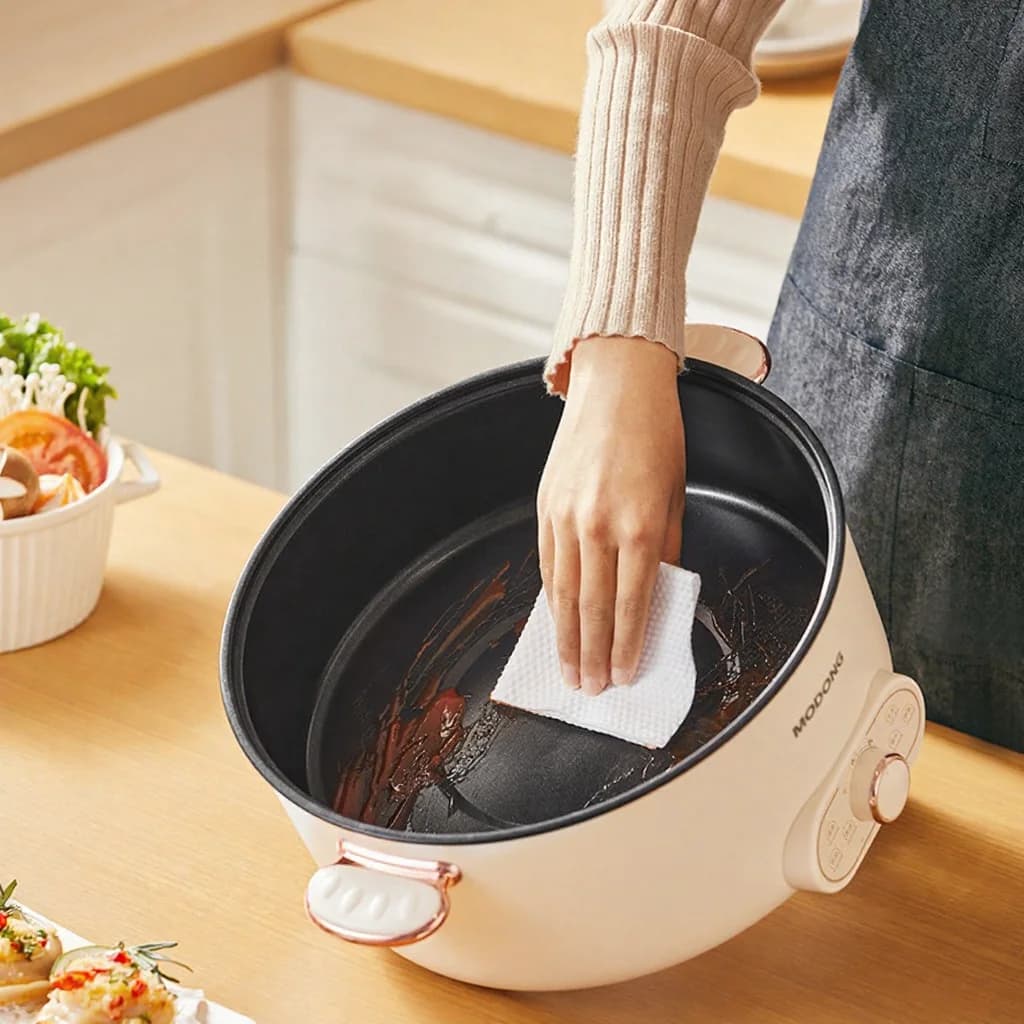 6L Electric Hot Pot With Steaming Basket, Nonstick