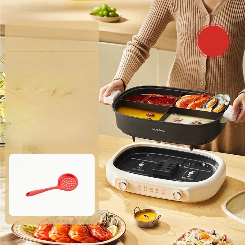 Split Electric Hot Pot 7L Divider Pot With Dual Temperature Control