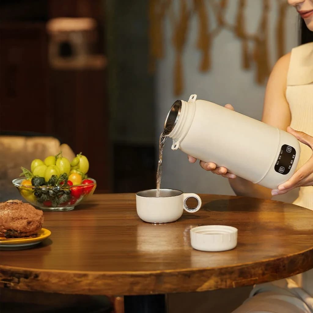 Portable Electric Travel Kettle Heated Cup 1L 316 Stainless Steel