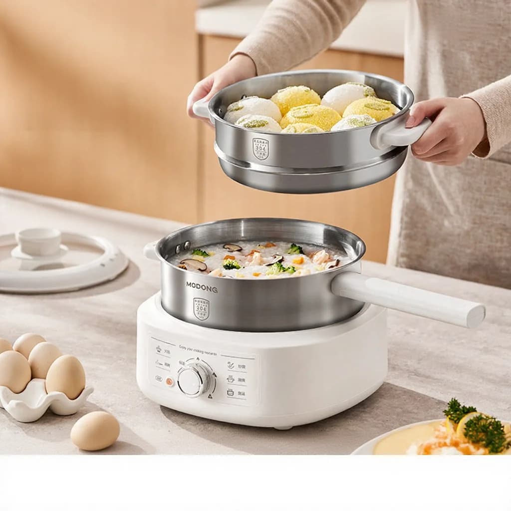 3L Stainless Steel Electric Cooking Pot With Steamer