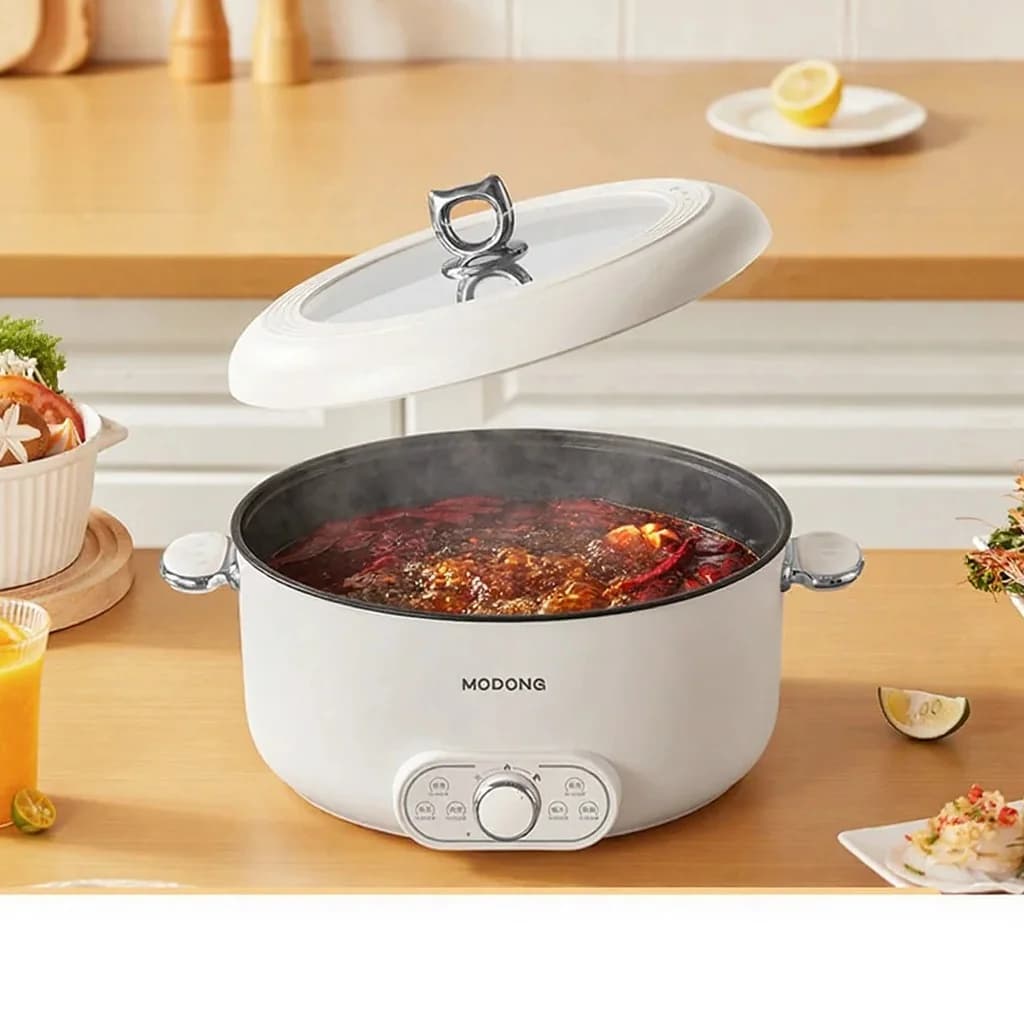 Electric Hot Pot with Steamer, 8L Large Capacity, 220V