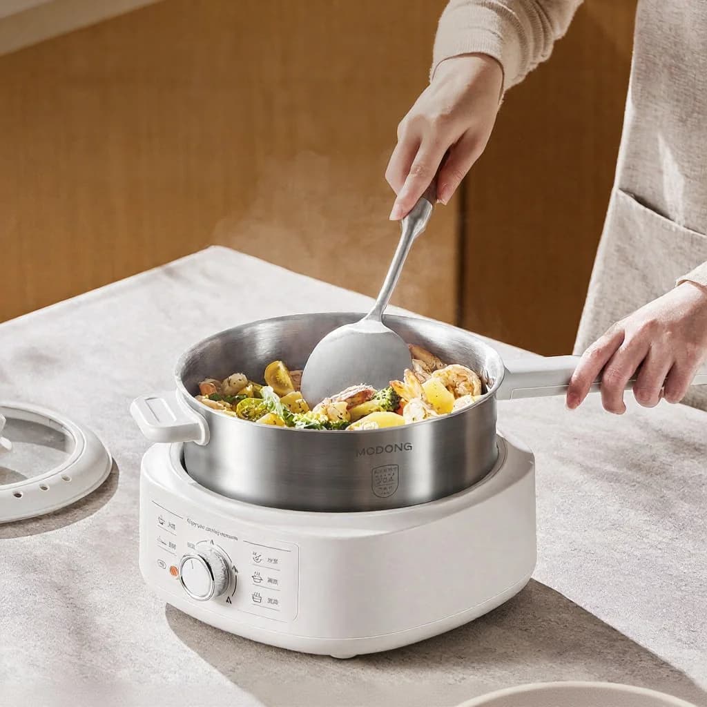 Stainless Steel Electric Hot Pot With Steamer, 3L, 220V