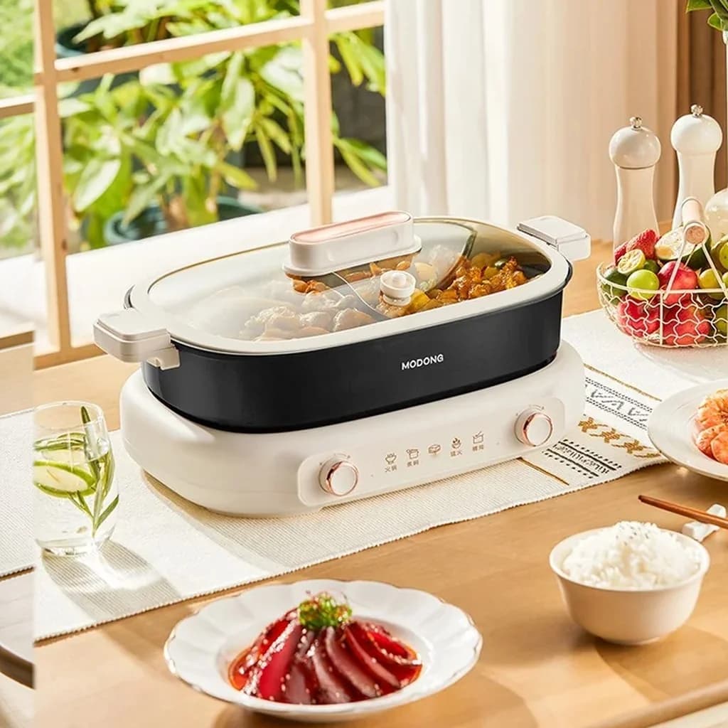 Split Electric Hot Pot 7L Divider Pot With Dual Temperature Control