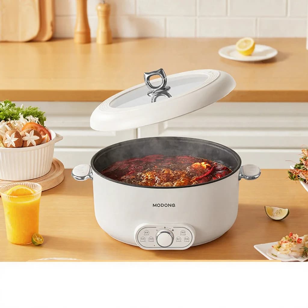 Electric Hot Pot with Steamer, 8L Large Capacity, 220V