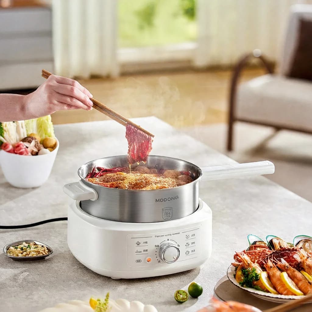 Stainless Steel Electric Hot Pot With Steamer, 3L, 220V
