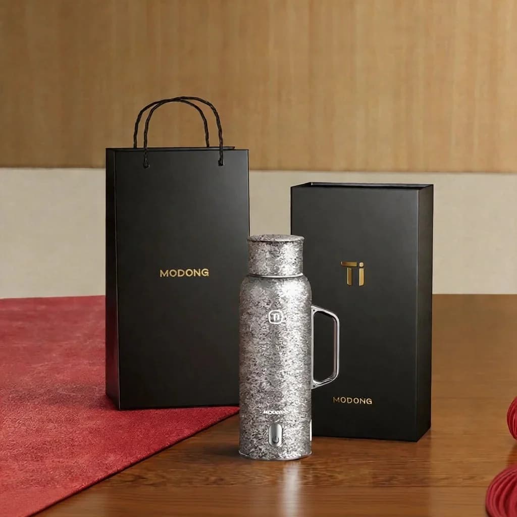 Titanium Heated Insulated Cup With Handle 680ml Gift Box