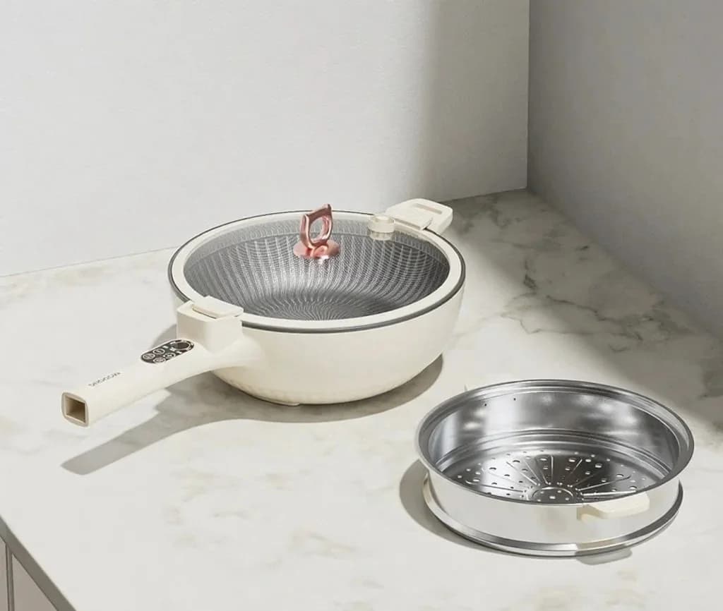 6L Electric Cooking Pot With Stainless Steel Steamer