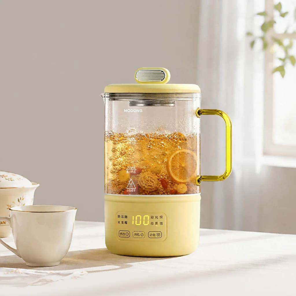 Glass Electric Health Pot 600ml 500W With Keep Warm And Timer