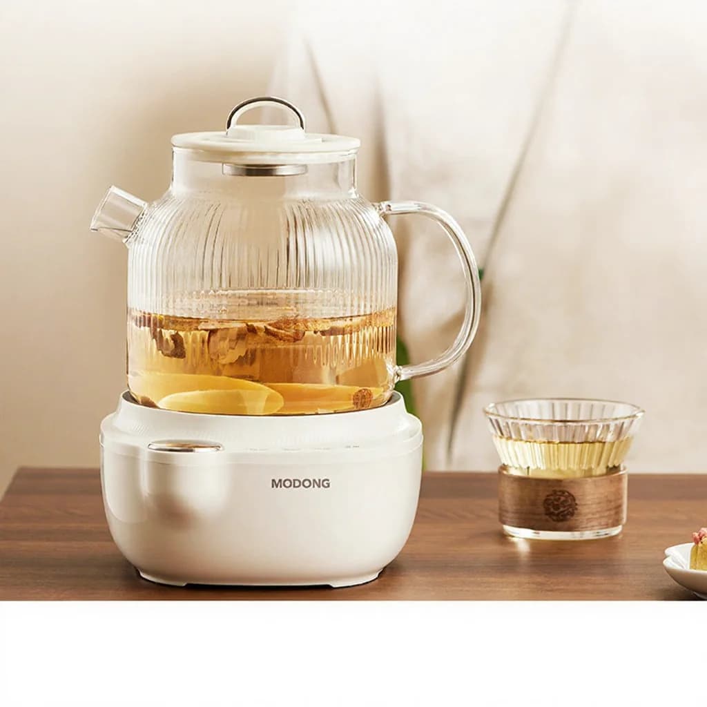 Electric Glass Health Pot with Temperature Control and Tea Steamer