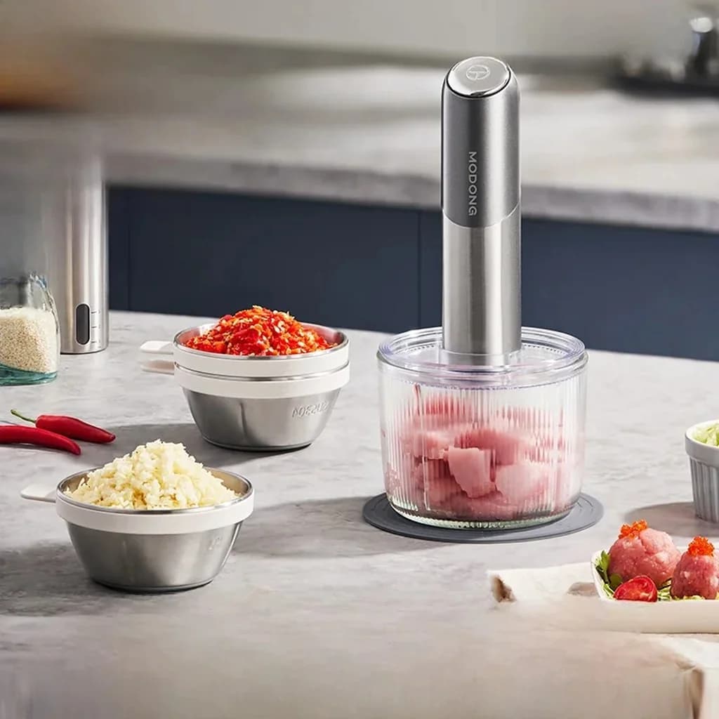 Portable Electric Food Chopper With Glass Bowl