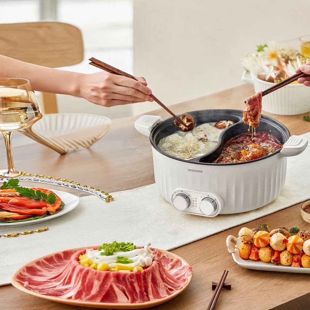 7L Dual-Zone Electric Hot Pot with Independent Temperature Control