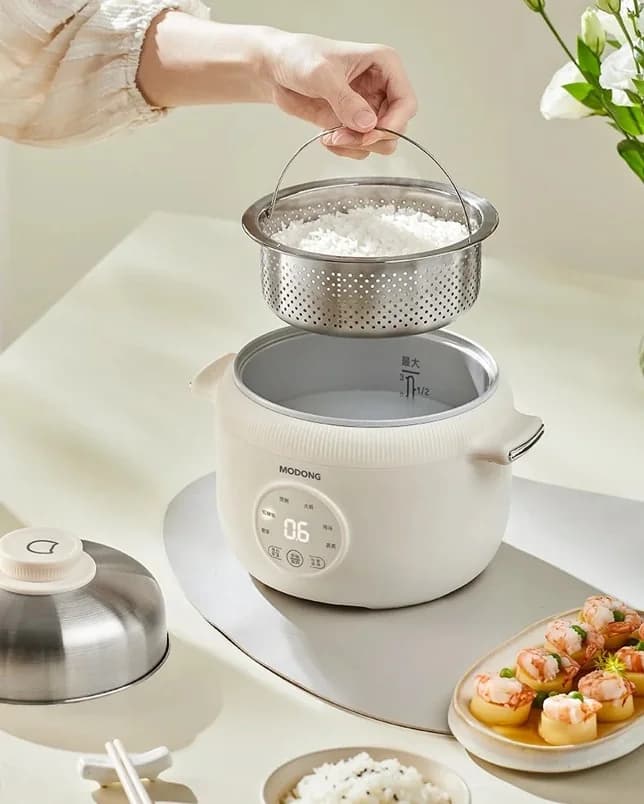 1.6L Mini Electric Rice Cooker with Ceramic Inner Pot
