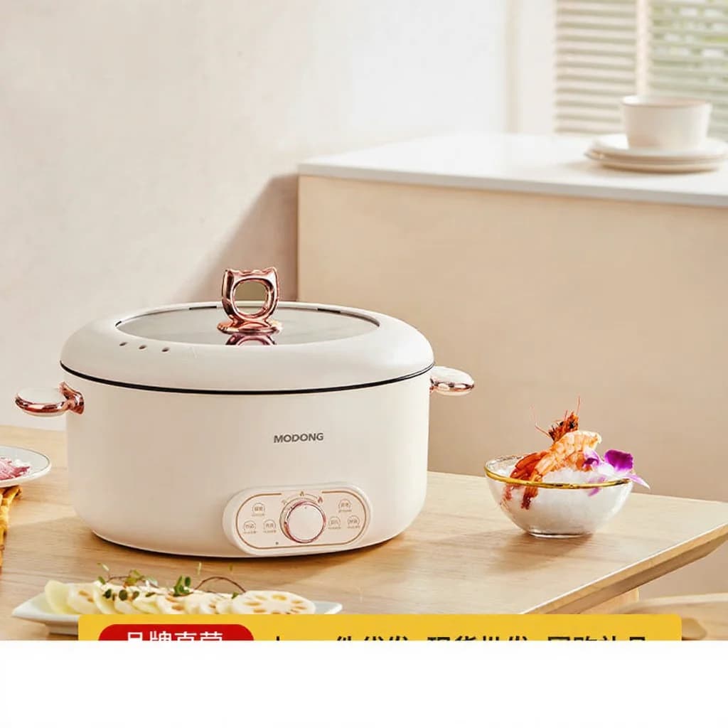 6L Electric Hot Pot With Steaming Basket, Nonstick