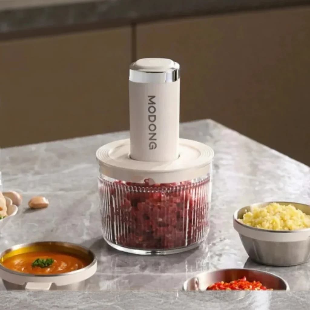 Electric Food Chopper With Glass Bowl 4 Blades For Home