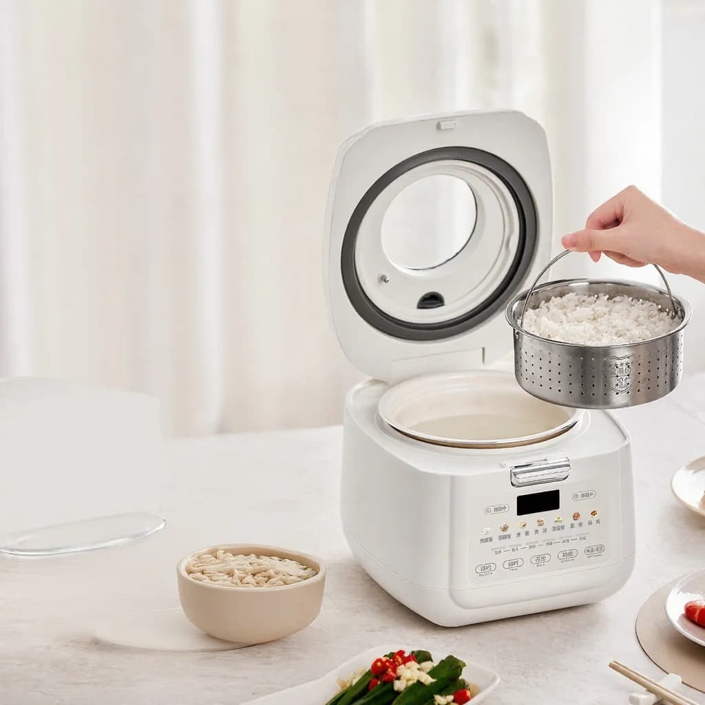 2L Electric Rice Cooker With Low-Sugar Cooking and Keep Warm