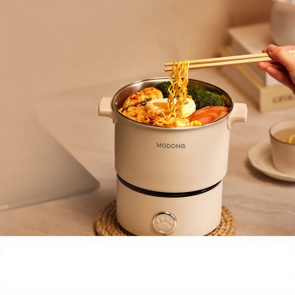 Portable Electric Cooking Pot With Pan And Steam Rack