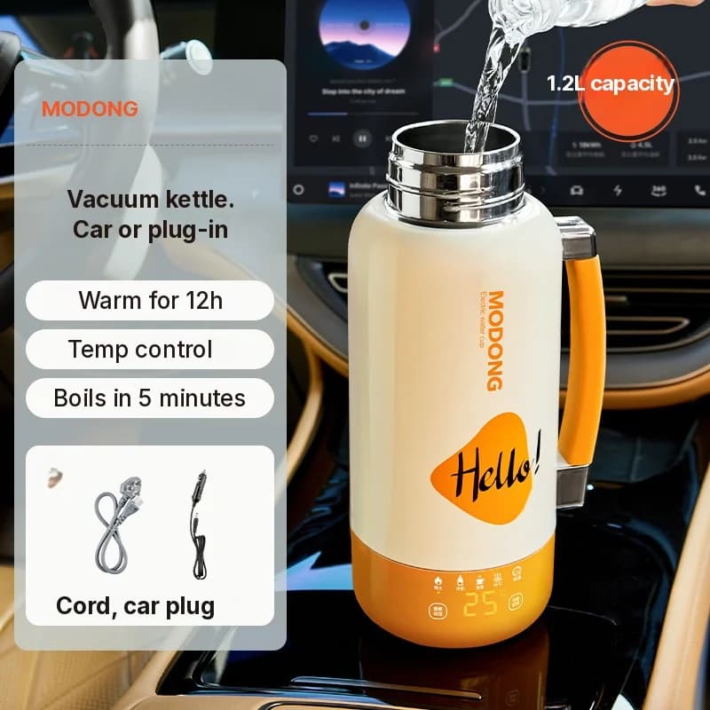 Portable Electric Heating Kettle Cup Car And Plug-In 1L 316 Stainless Steel